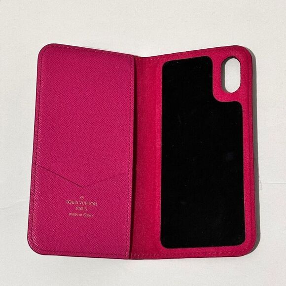 Louis Vuitton Monogram iPhone X /XS Folio Case Fuschia Brown Luxury Designer - Picture 4 of 12
